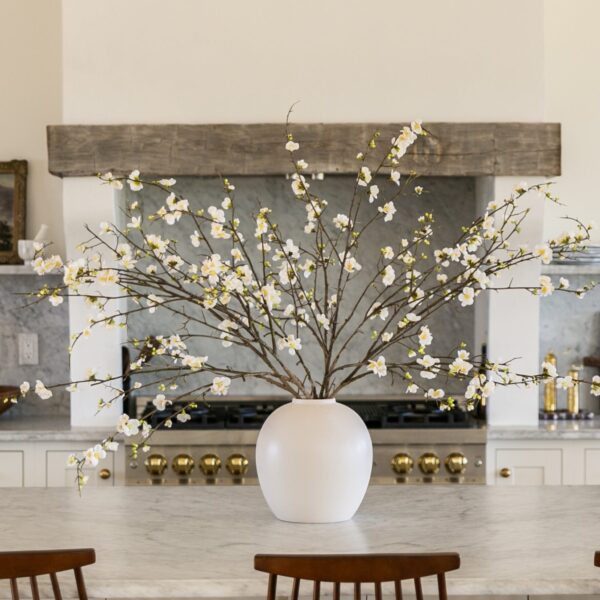 Large Luxe - Faux Cream Quince Branch with Konos Vase Design