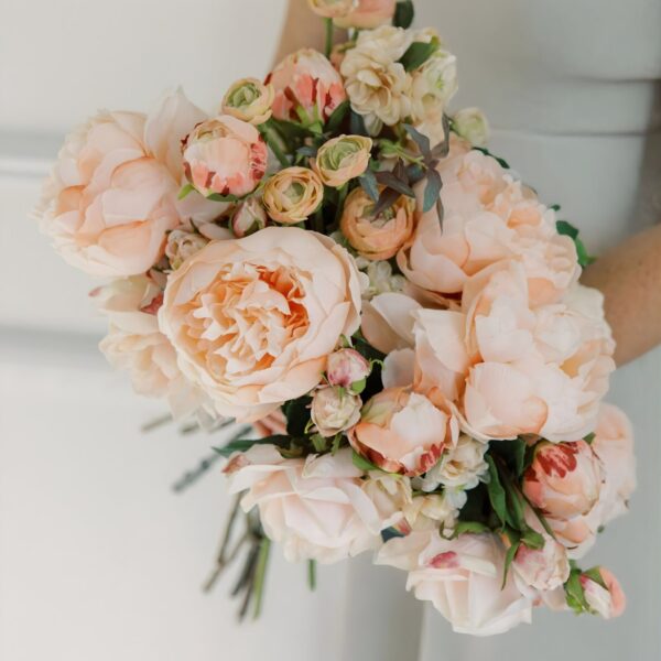 Close-up of bloom tips on this Real Touch Fake Flowers Blush Peony - 27