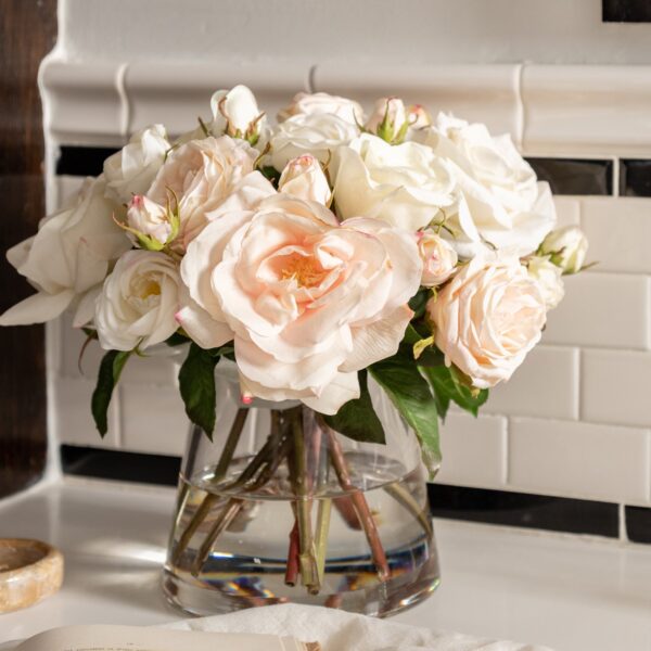 Close-up of vase silhouette detail on this Natural Touch Rose Arrangement Vase - 12 inch