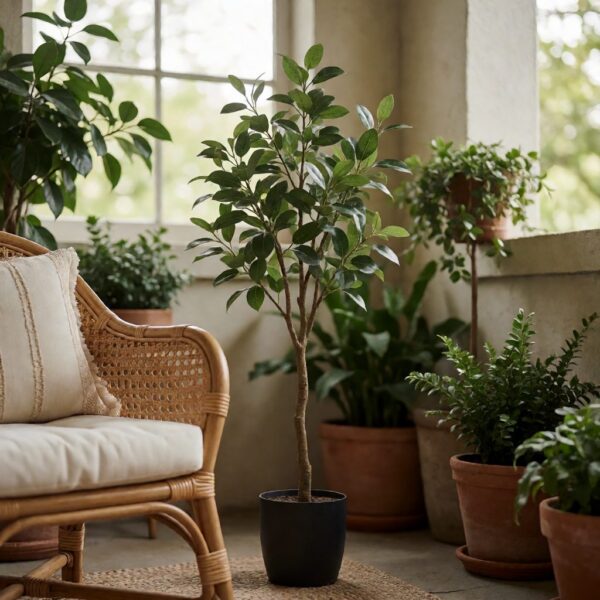 20" Artificial Plant - styled on a covered patio, styled lifestyle scene