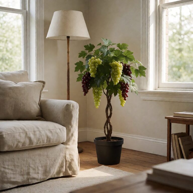 24" Artificial Grape Plant - Set of 2 - styled in a bright living room corner, styled lifestyle scene