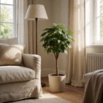 26" Artificial Geranium Plant - Set of 2 - styled in a bright living room corner, styled lifestyle scene