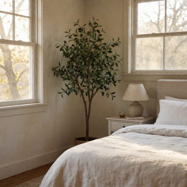 28" Artificial Plant - Set of 2 - styled in a bedroom corner, styled lifestyle scene