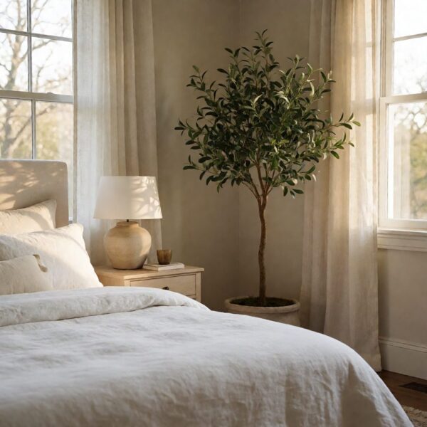 3.5ft Faux Plant - styled in a bedroom corner, styled lifestyle scene