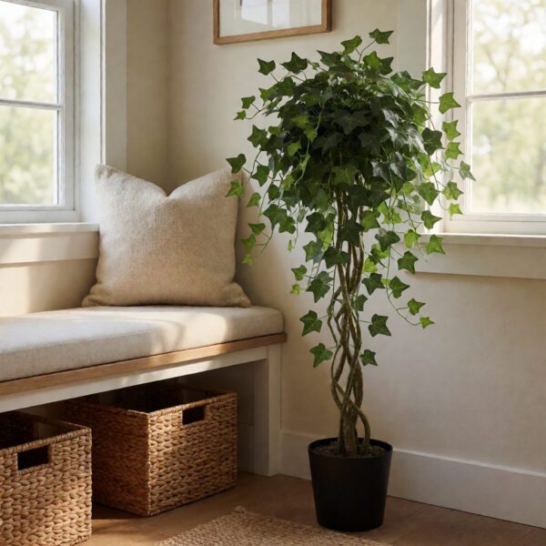 32" Artificial Ivy Plant - Set of 3 - styled by an entryway bench, styled lifestyle scene