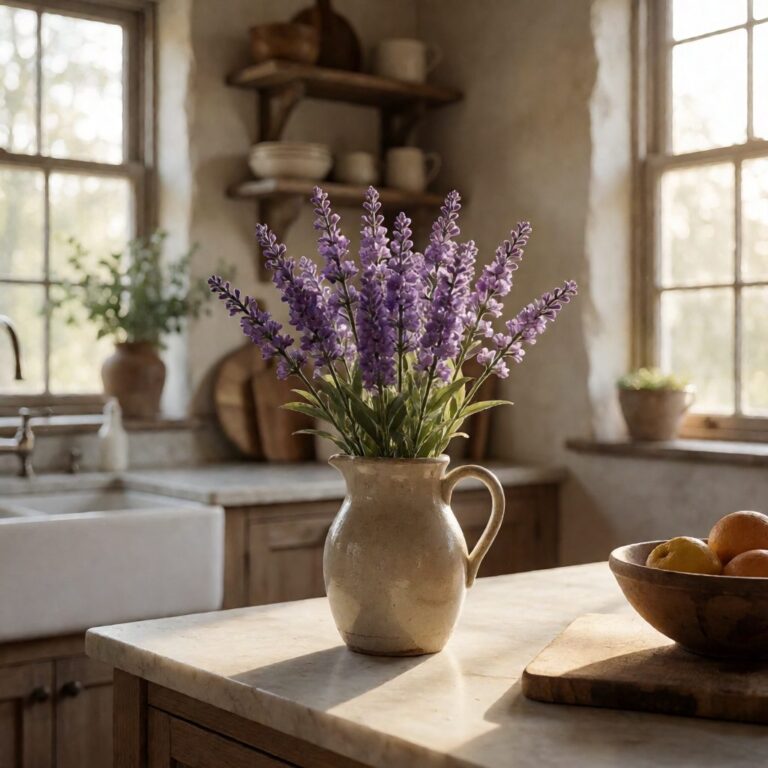 36" Artificial Spray - Purple - styled in a ceramic pitcher, styled lifestyle scene