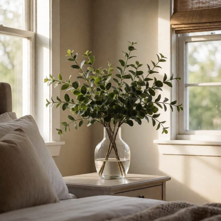 37" Real Touch Plant in Planter - arranged in a vase on a bedside table, styled lifestyle scene