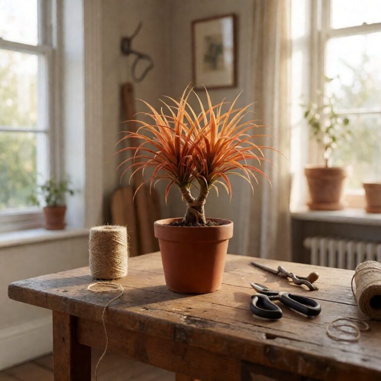 5.5ft Real Touch Dracaena Plant in Planter - Orange - styled on a craft worktable, styled lifestyle scene