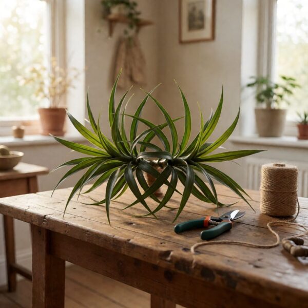 6ft Real Touch Dracaena Plant - styled on a craft worktable, styled lifestyle scene
