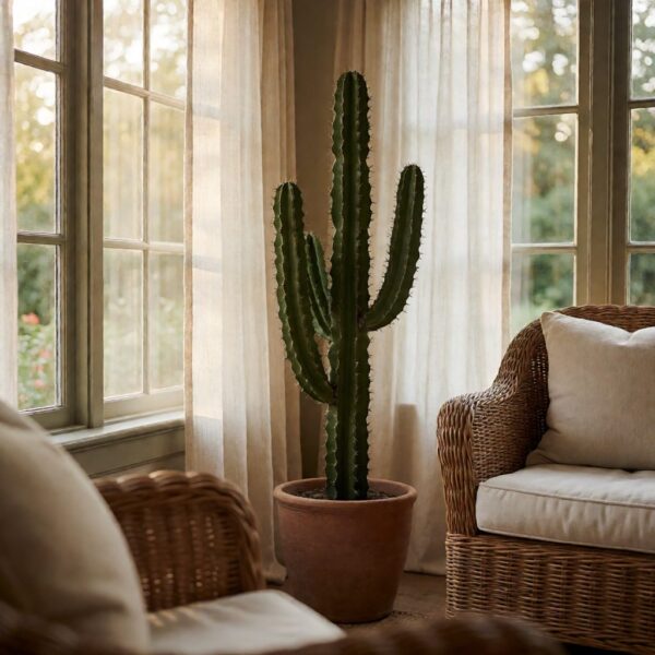 Artificial Cactus Plant - styled in a sunroom, styled lifestyle scene