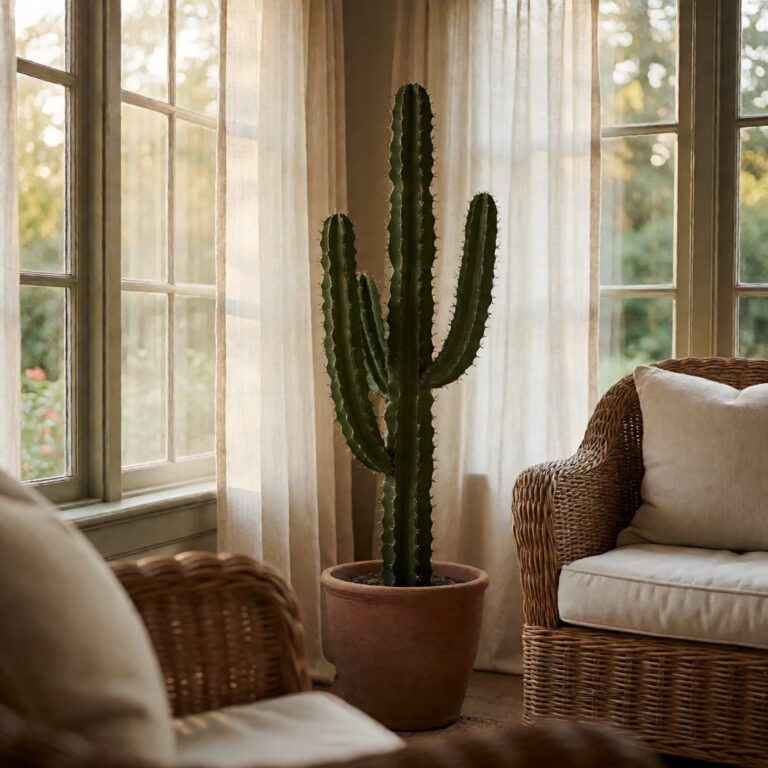 Artificial Cactus Plant - styled in a sunroom, styled lifestyle scene