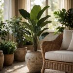 Artificial Plant in Planter - styled on a covered patio, styled lifestyle scene