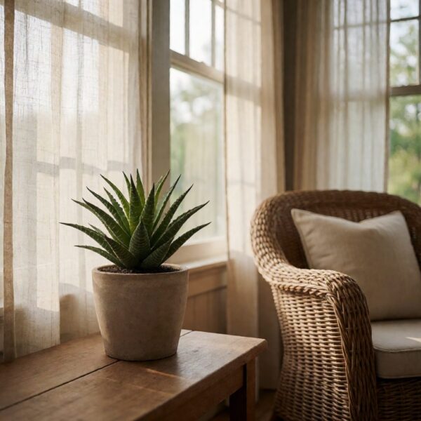 Artificial Succulent Plant - styled in a sunroom, styled lifestyle scene