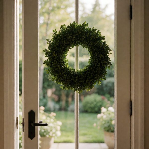 Hanger - on a glass patio door, styled lifestyle scene