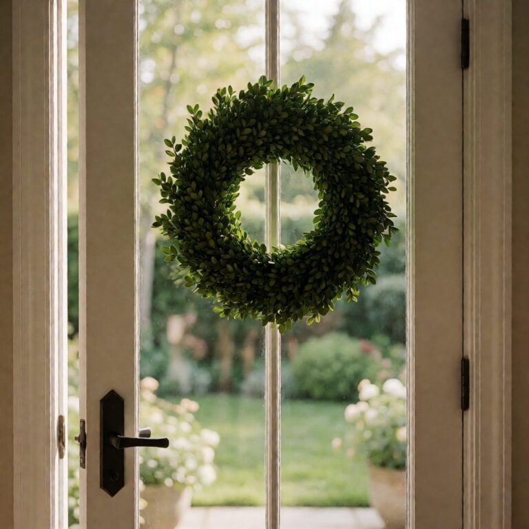 Hanger - on a glass patio door, styled lifestyle scene