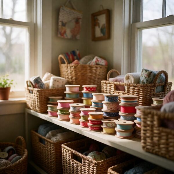 Ribbon - 25Yd - styled in a craft room, styled lifestyle scene