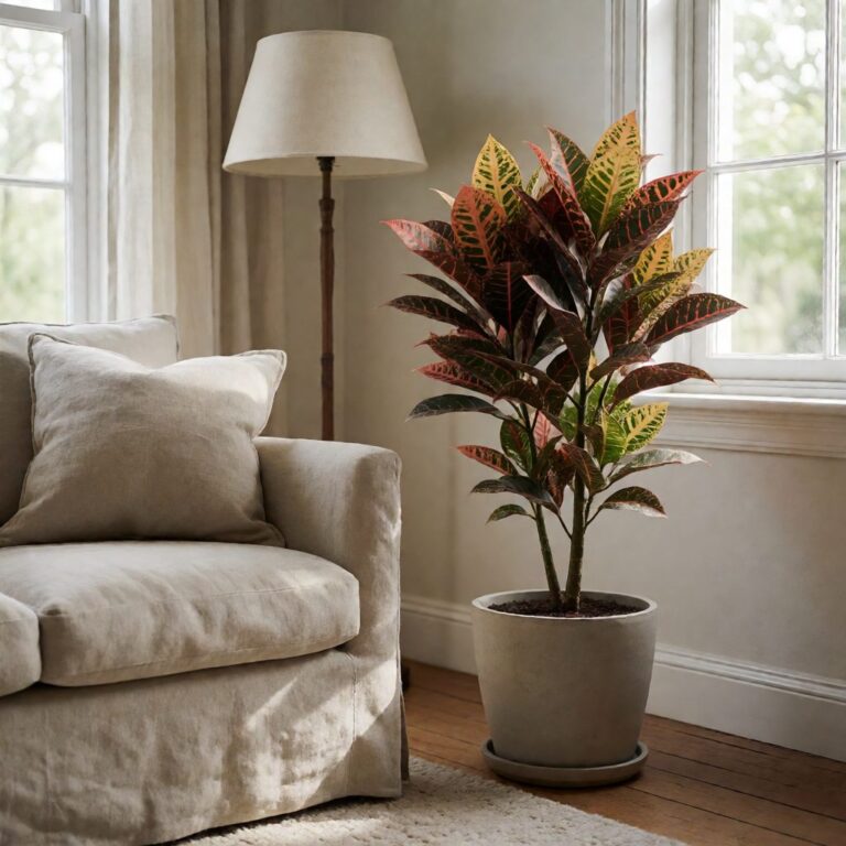 Silk Plant - Multicolor 2 - styled in a bright living room corner, styled lifestyle scene