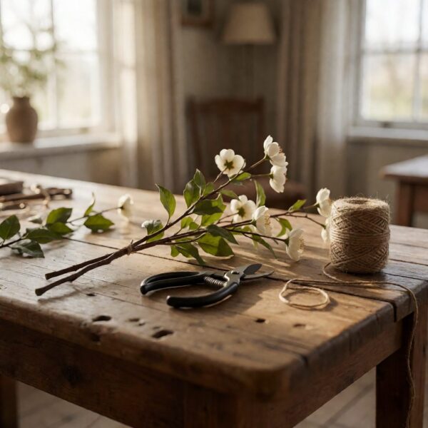 Silk Stem - Set of 12 - styled on a craft worktable, styled lifestyle scene